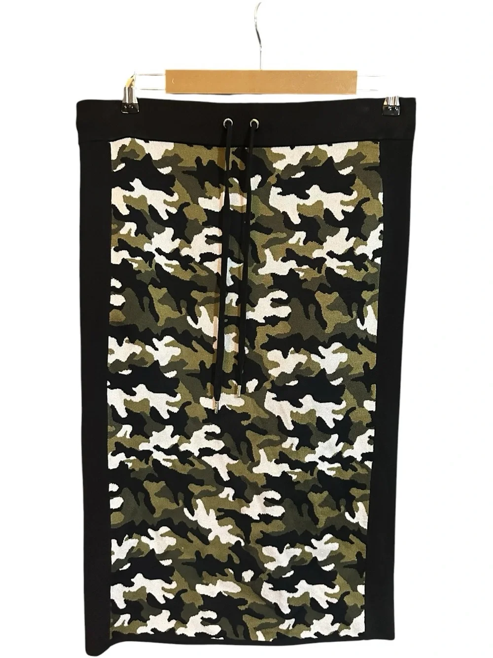 Michael Michael Kors Knit Camo Pencil Skirt Black Green Size L